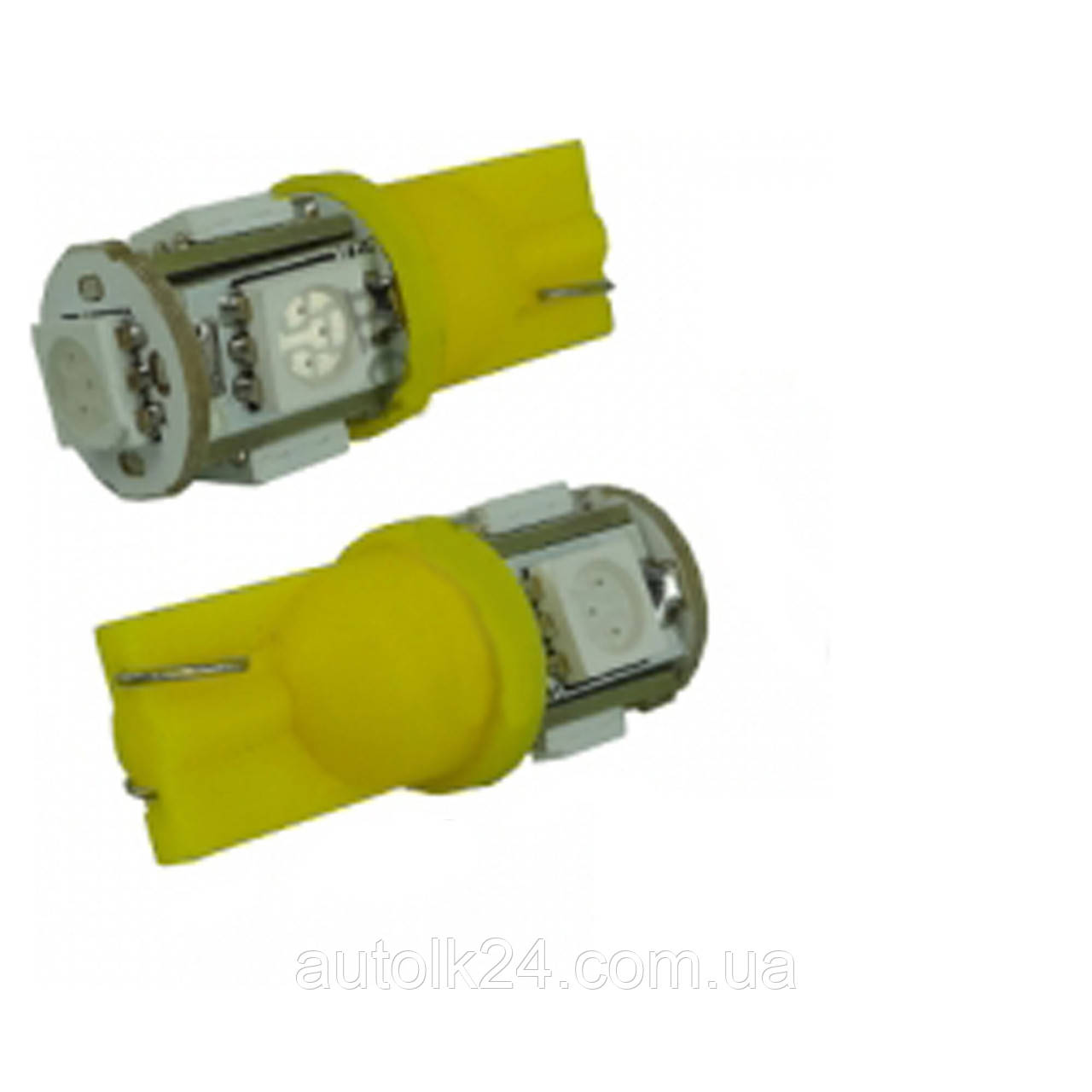 Led-лампи в габарит підсвітка номера Жовтий колір W5W, Т10 5Leds 5050SMD, 12V.