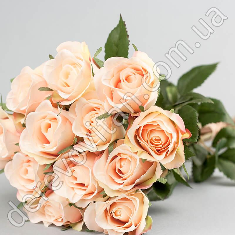 Букет искусственных роз, розово-персиковый, 12 шт, 43 см - фото 2 - id-p703842061