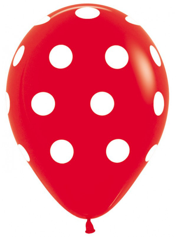 Куля повітряна латексна "Червоний у білий горох "12" (30 см)