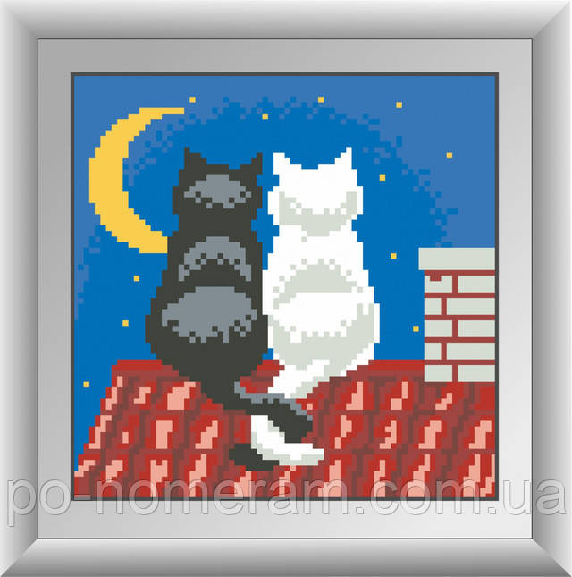 алмазна вишивка дві кішки купити набір алмазна живопис дві кішки