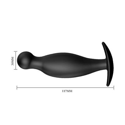 СТИМУЛЯТОР (ВТУЛКА АНАЛЬНА) L 117 мм D 30 мм ергономічної форми з ручкою обмежувачем чорний
