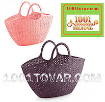 Пластикова сумка-авоська для пікніка, рожева і бураковая