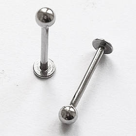 Сережки для пірсингу губи, щок 12 мм довжина (для проколювання) з кулькою 3 мм із хірургічної сталі.