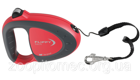Ferplast Поводок-рулетка для собак зі шнуром FLIPPY TECH CORD S RED