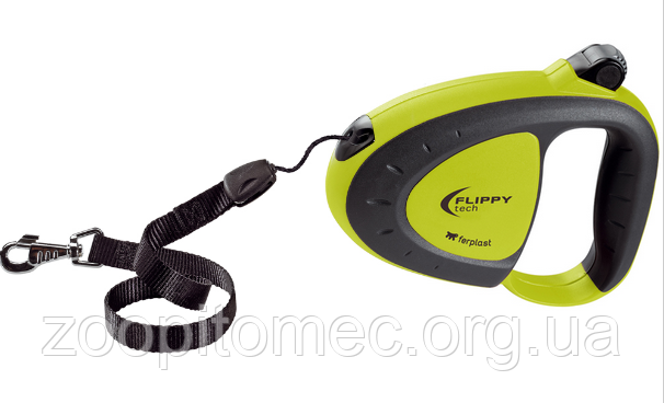 Ferplast Поводок-рулетка для собак зі шнуром FLIPPY TECH CORD S GREEN