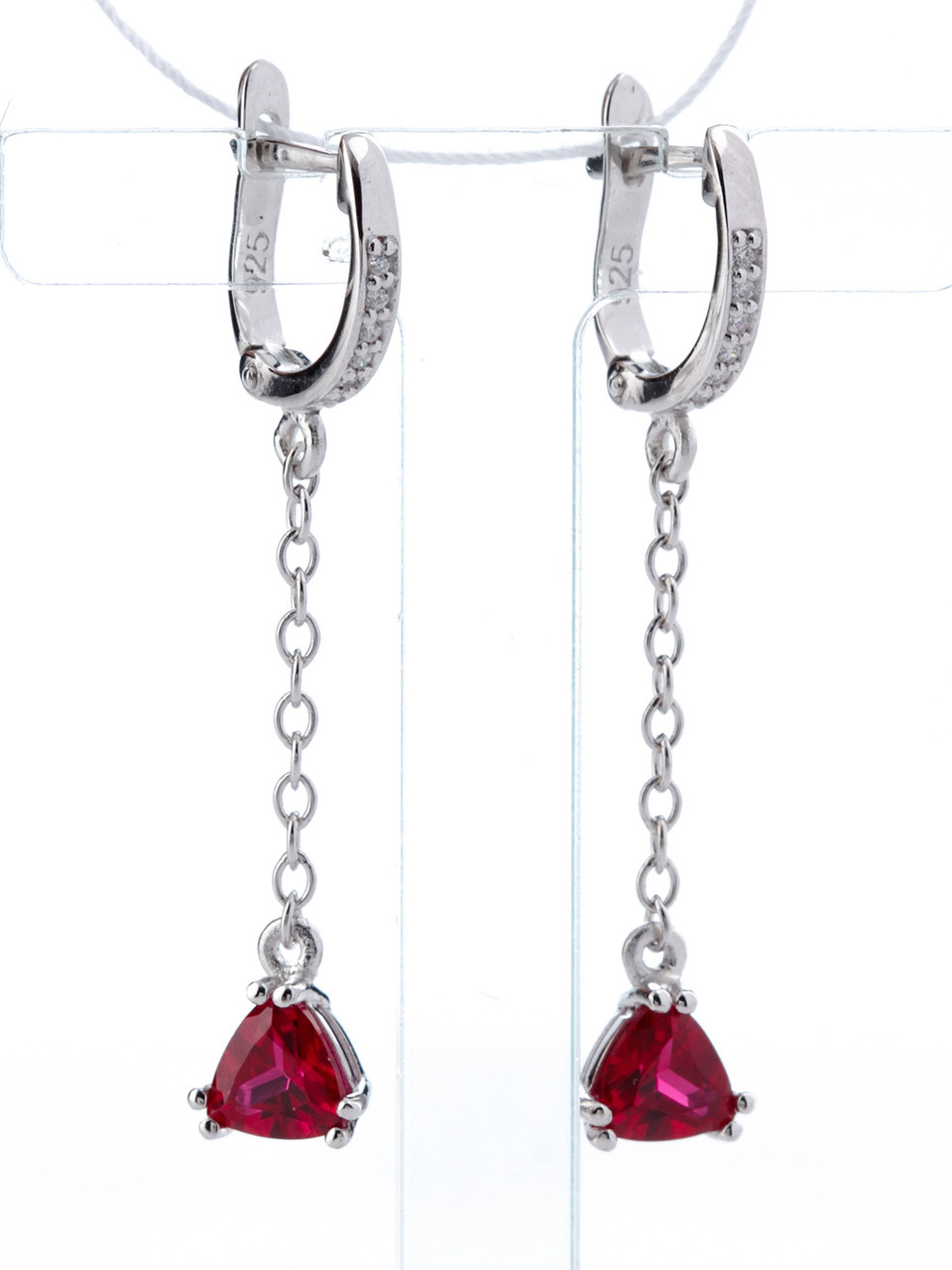 Сережки-підвіски срібні з рубіном 1084-1, фото 1