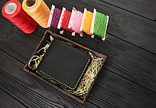 Мужской кожаный бумажник ручной работы VOILE mw1-blk-grn, фото 3