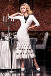 Сукня жіноча ошатне білого кольору, довге плаття по фігурі, фото 3