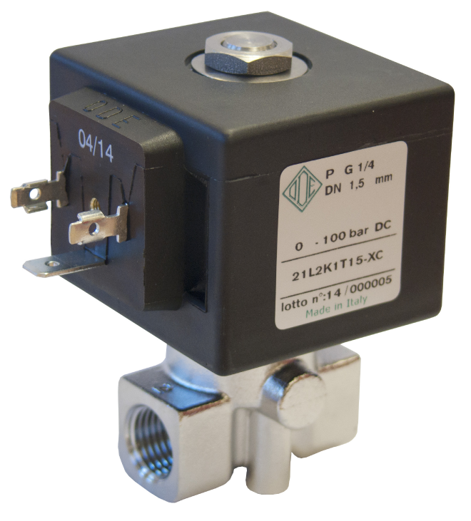 Клапан електромагнітний неіржавкий високого тиску 21L2K1T15-XC (ODE, Italy), 100 bar, G1/4