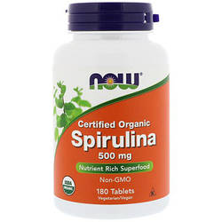 Спіруліна NOW Foods Spirulina 500mg 200 tablets