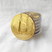 Монета сувенирная Bitcoin позолоченная