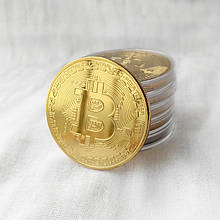 Монета сувенірна Bitcoin позолочена
