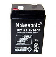 Акумулятор олив'яно-кислотний Nokasonik 6v 4.5a