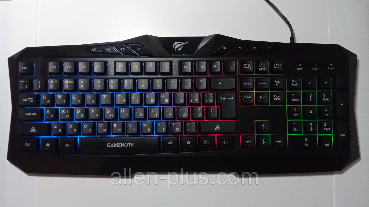 Клавіатура з кольоровою підсвіткою мультимедійна HAVIT HV-KB453L, USB