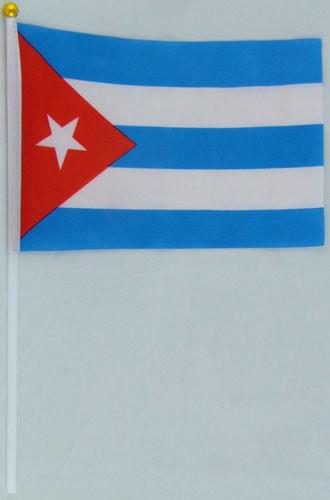 Прапорець Куби 13х20см на пластиковому флагштоку