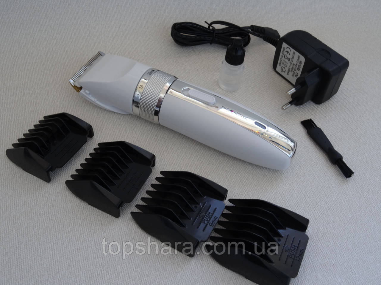 Професійна машинка для стрижки волосся Promotec PM-357, аккумулятор, змінні насадки