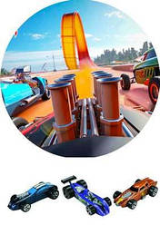 Вафельна картинка для торта "Hot Wheels", кругла (лист А4)