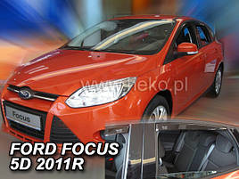Дефлектори вікон (вітровики) Ford Focus III 4/5D 2011+ HTB/SED (вставні, 4 шт.) (HEKO)