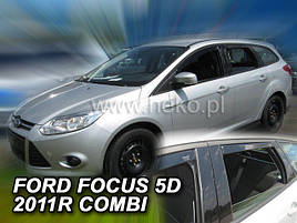 Дефлектори вікон (вітровики) Ford Focus III 5D 2011+ Combi (вставні, 4 шт.) (HEKO)