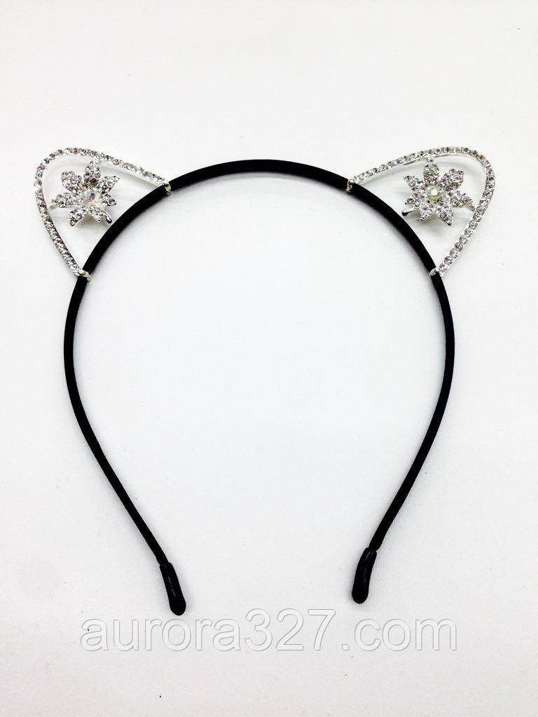 Купить Обруч с ушками и цветочками в камнях, цена 69 ₴ — Prom.ua (ID ...