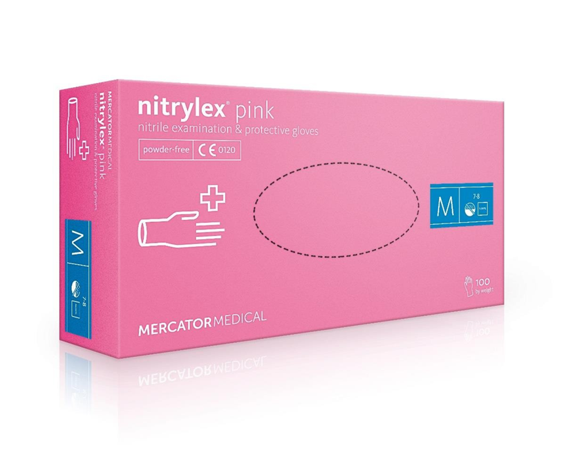 Світло - рожеві рукавички нітрилові Nitrylex® PF Pink