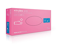 Светло - розовые нитриловые перчатки Nitrylex Pink