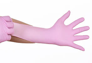 Світло - рожеві рукавички нітрилові Nitrylex® PF Pink, фото 4