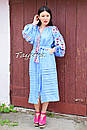 Вишите плаття бохо вишиванка льон етно стиль бохо шик, вишийте плаття вишиванка плаття бохо блакитне плаття, фото 2