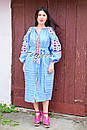 Вишите плаття бохо вишиванка льон етно стиль бохо шик, вишийте плаття вишиванка плаття бохо блакитне плаття, фото 4