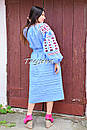 Вишите плаття бохо вишиванка льон етно стиль бохо шик, вишийте плаття вишиванка плаття бохо блакитне плаття, фото 5