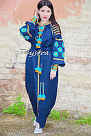 Платье вышитое лен бохо вышиванка этно бохо-стиль, вишите плаття вишиванка, синее платье