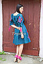 Плаття відкриті плечі вишиванка льон плаття, вишите плаття вишиванка, літнє плаття морська хвиля, фото 4