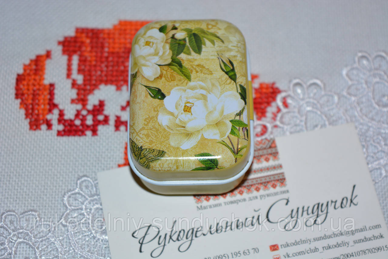 Бляшана Коробочка для дрібниць "Квіти" (6*4*2,5 см), фото 1