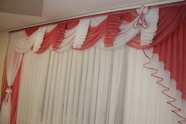 Комплект ламбрекен зі шторою Агнія 3.5 м тем.рожевий, фото 2