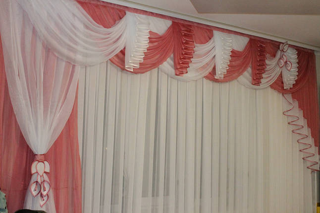 Комплект ламбрекен зі шторою Агнія 3.5 м тем.рожевий, фото 3