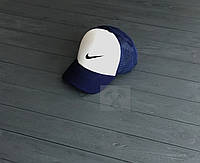 Спортивная кепка Nike, Найк, тракер, летняя кепка, мужская, женская, синего и белого цвета,