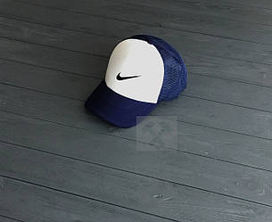 Спортивна кепка Nike, Найк, тракер, річна кепка, чоловіча, жіноча, синього і білого кольору,