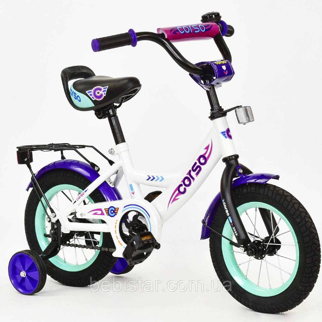 Двоколісний велосипед Corso 12" дітям 3-4 роки колір білий