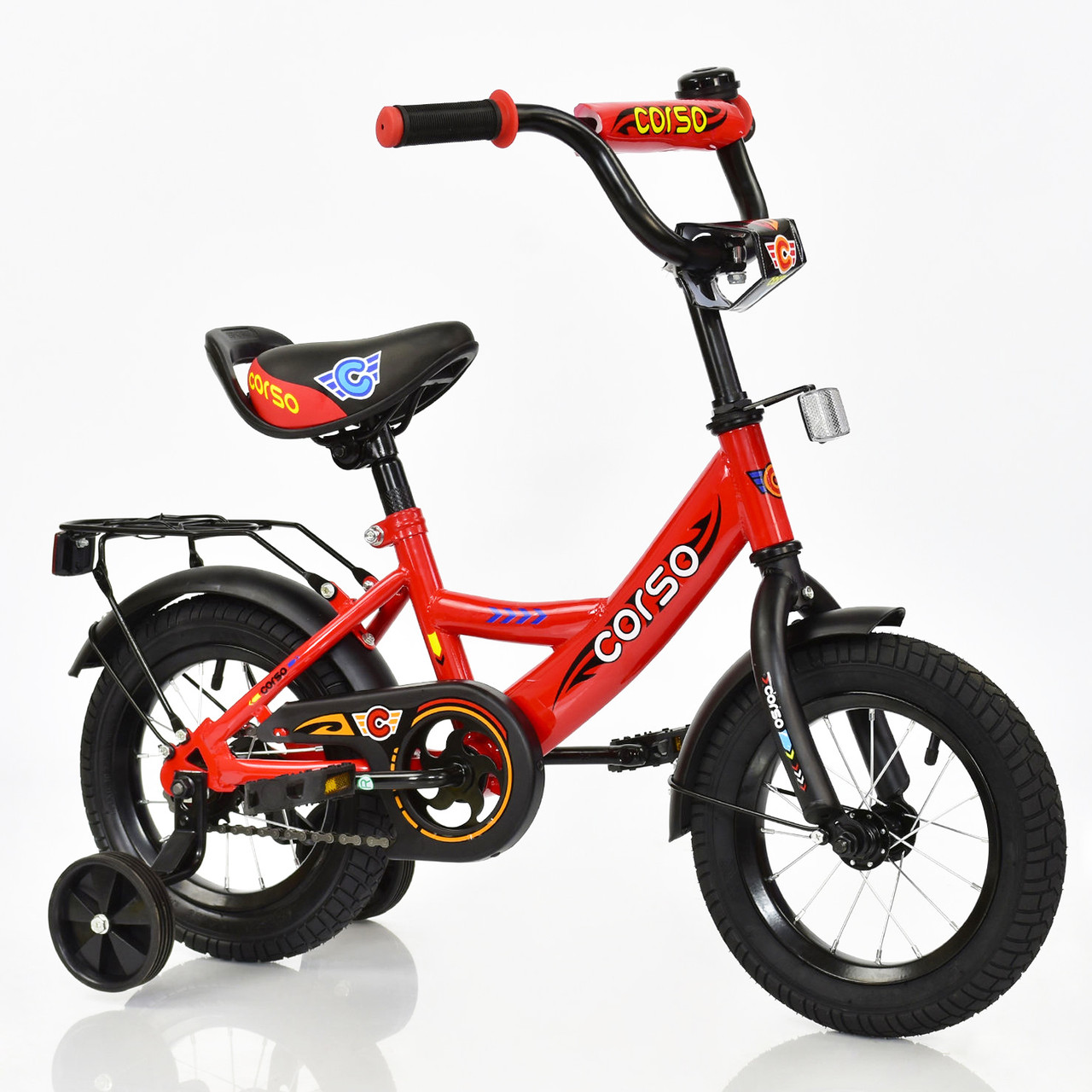 Двоколісний велосипед Corso 12" дітям 3-4 роки колір червоний