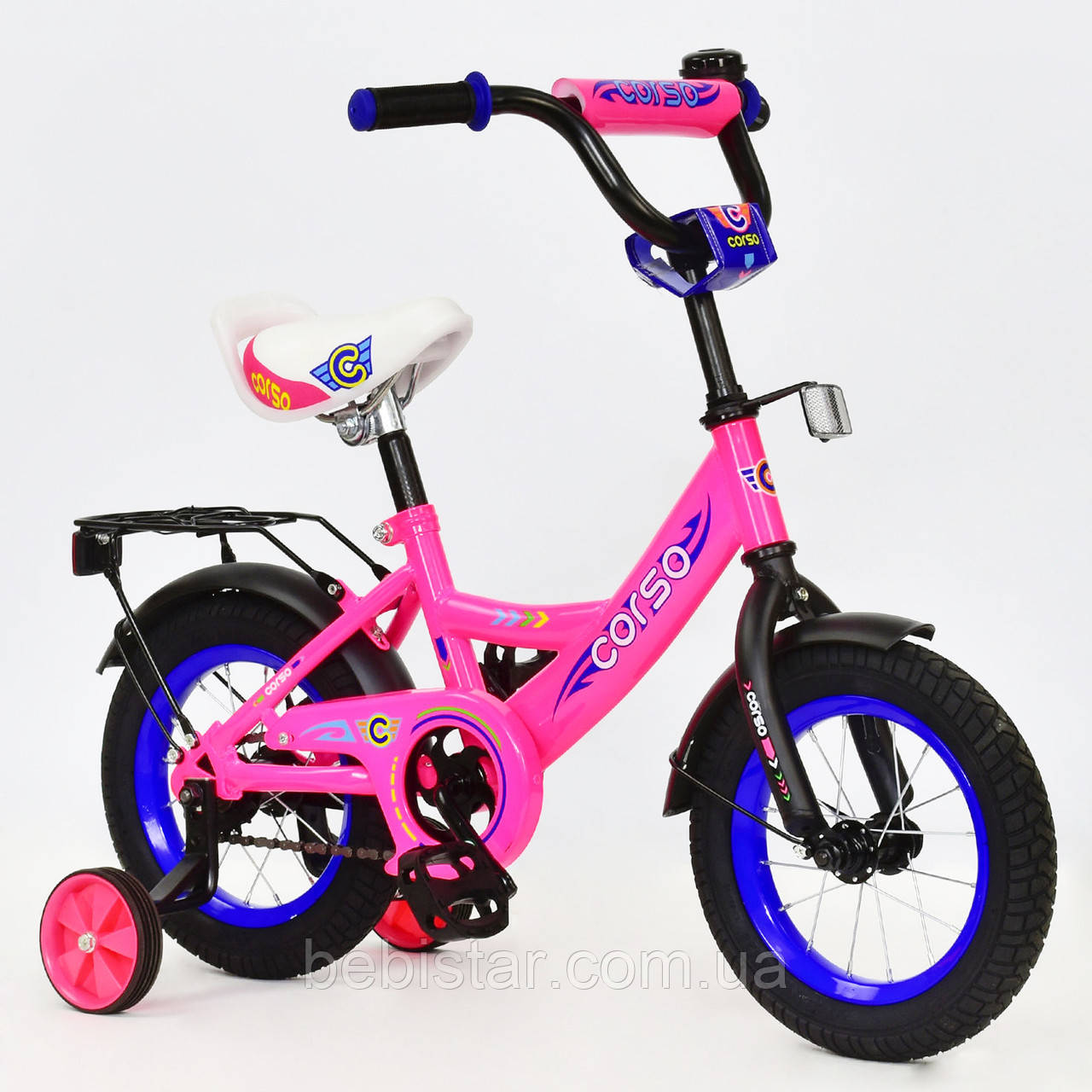 Двоколісний велосипед Corso 12" дітям 3-4 роки колір рожевий