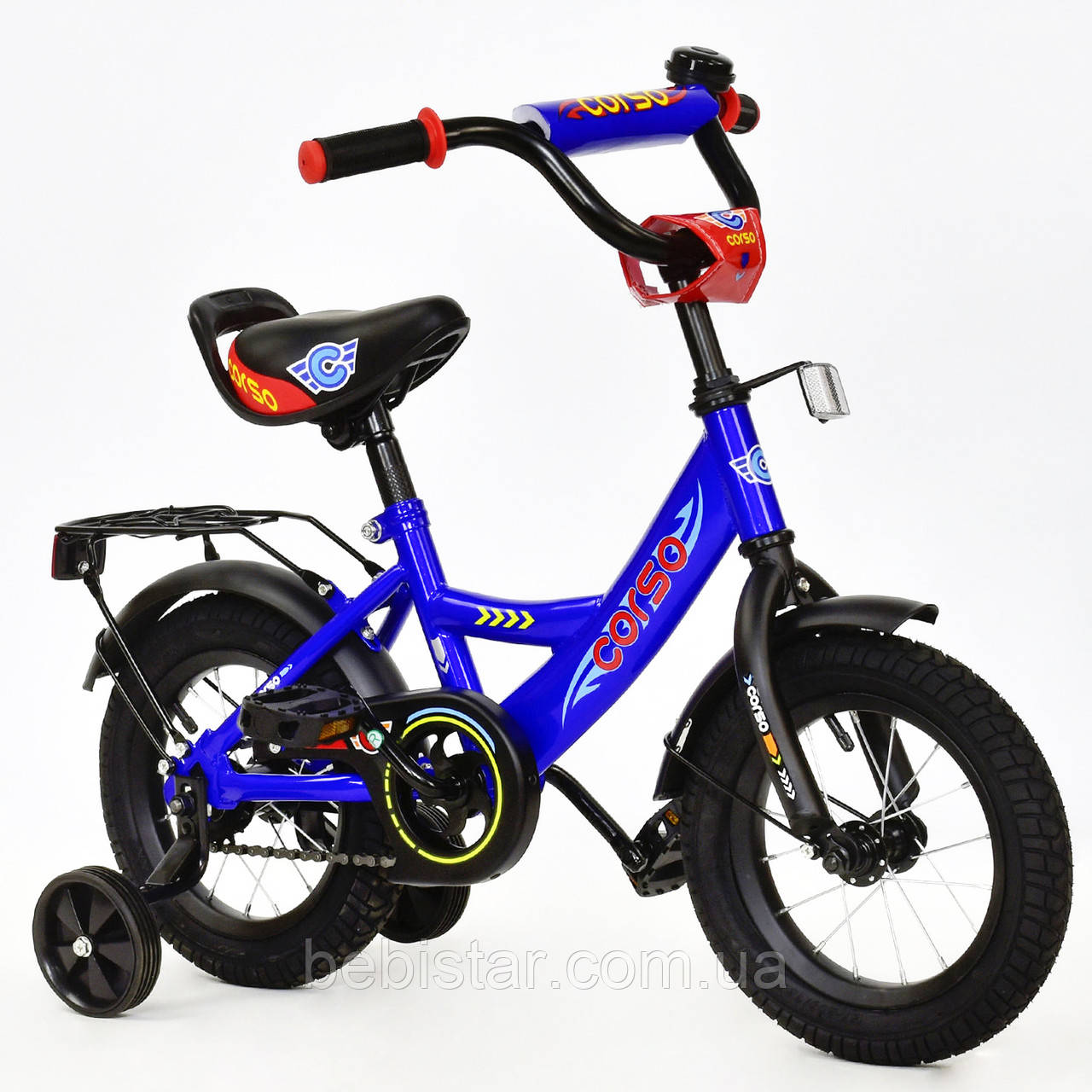 Двоколісний велосипед Corso 12" дітям 3-4 роки колір синій