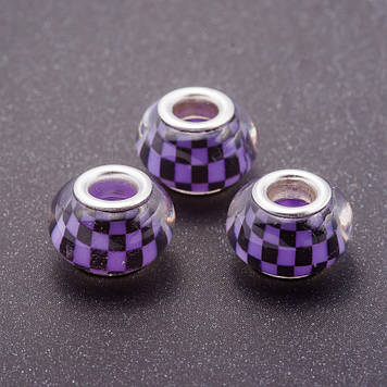 Намистина Пандора бузкова шах матка пластик d-13мм d-5мм фас.11шт