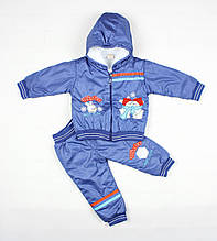 Дитячий утеплений зимовий костюм з водостійкої плащової тканини синього кольору