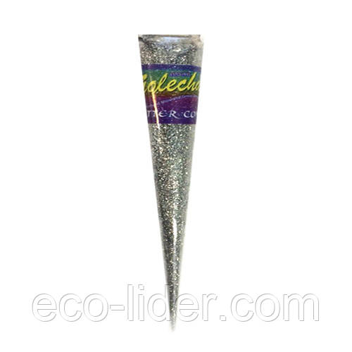 Хна для тіла Golecha Glitter в конусі (срібло), фото 1
