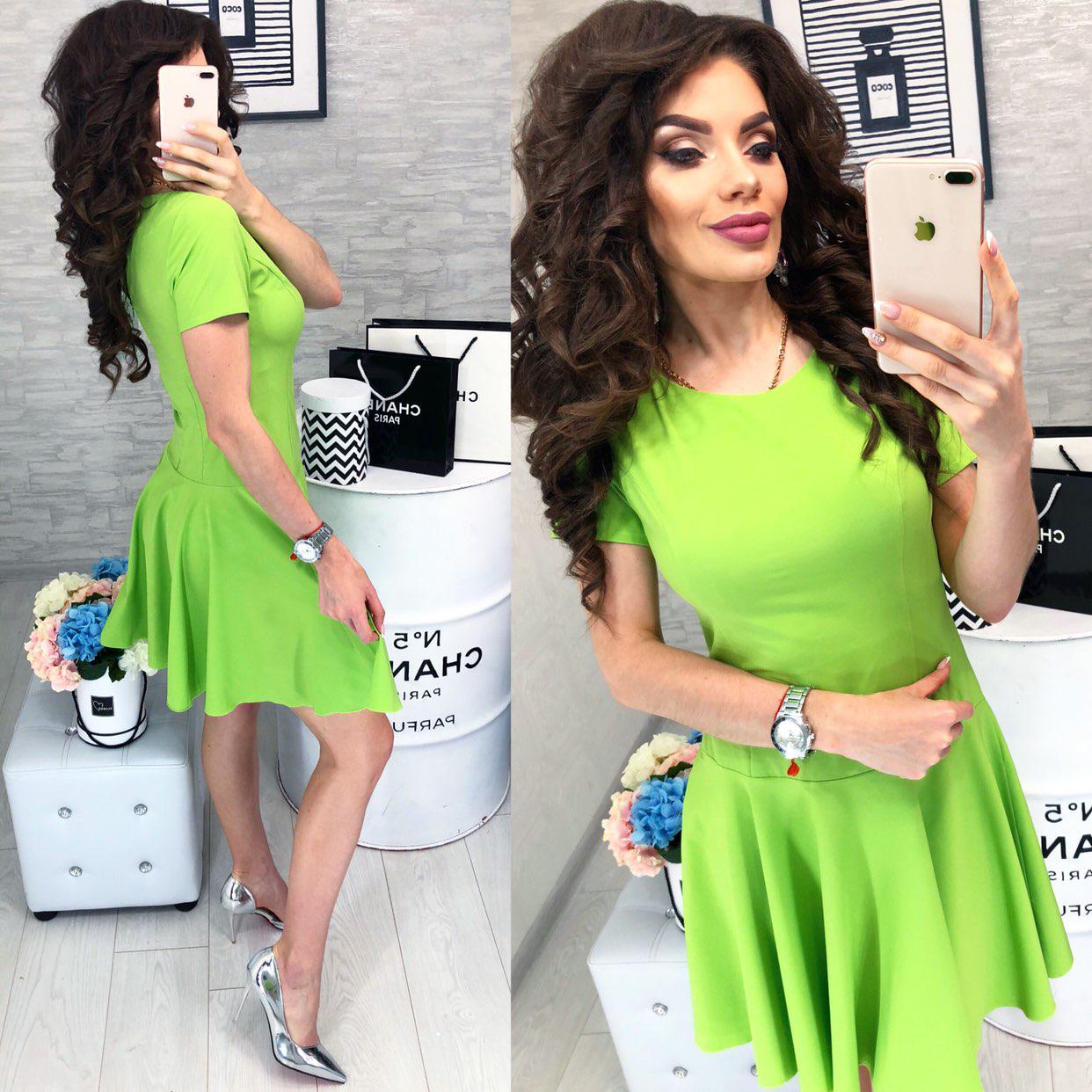 Романтичне плаття ( арт. 103/2 ), тканина софт+ еластан, колір яблуко