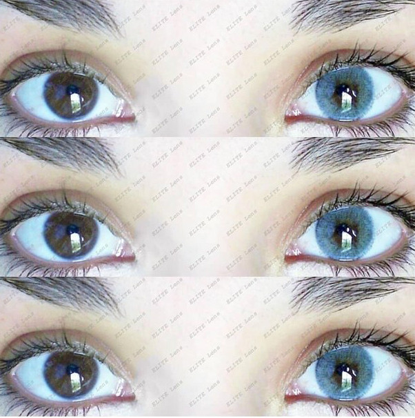 Голубые линзы для карих глаз, модель "Айс Блу". Голубые линзы на карие ...