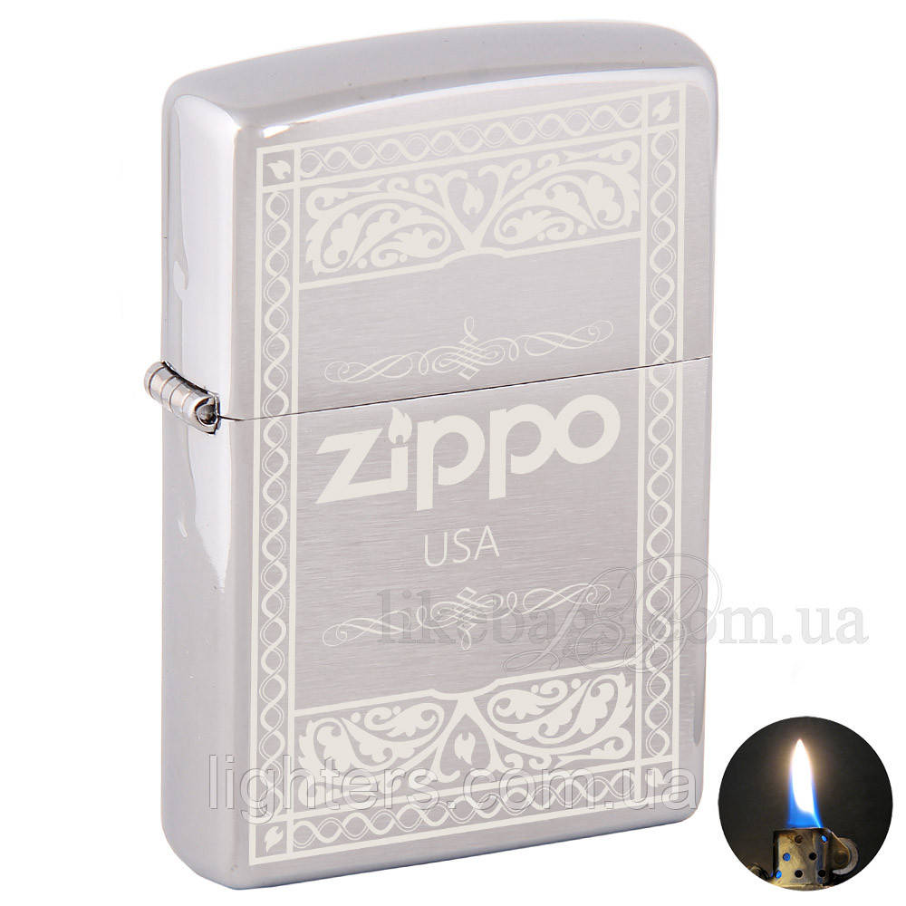 Запальничка Zippo 200 Brushed Chrome сіра 200503, фото 1