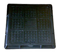 Люк пластмасовий квадратний 680х680х80 з замком (чорний)