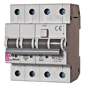 Диференційний автоматичний вимикач KZS-4M 3p+N C 10/0,1 тип A (6kA)