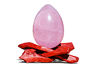 Комплект яичек Йони-тренажер ROSE QUARTZ YONI EGG натуральный розовый кварц (3 шт)